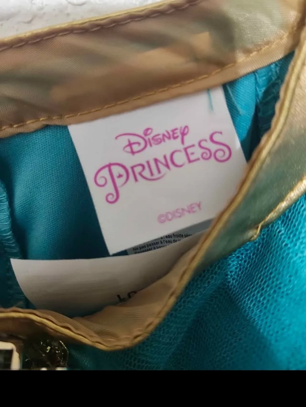Disney Teal and Gold Girls Jasmin Princess Dress Size 7-8